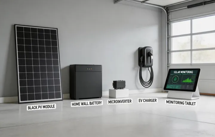 Solar panels battery and EV charger product family
